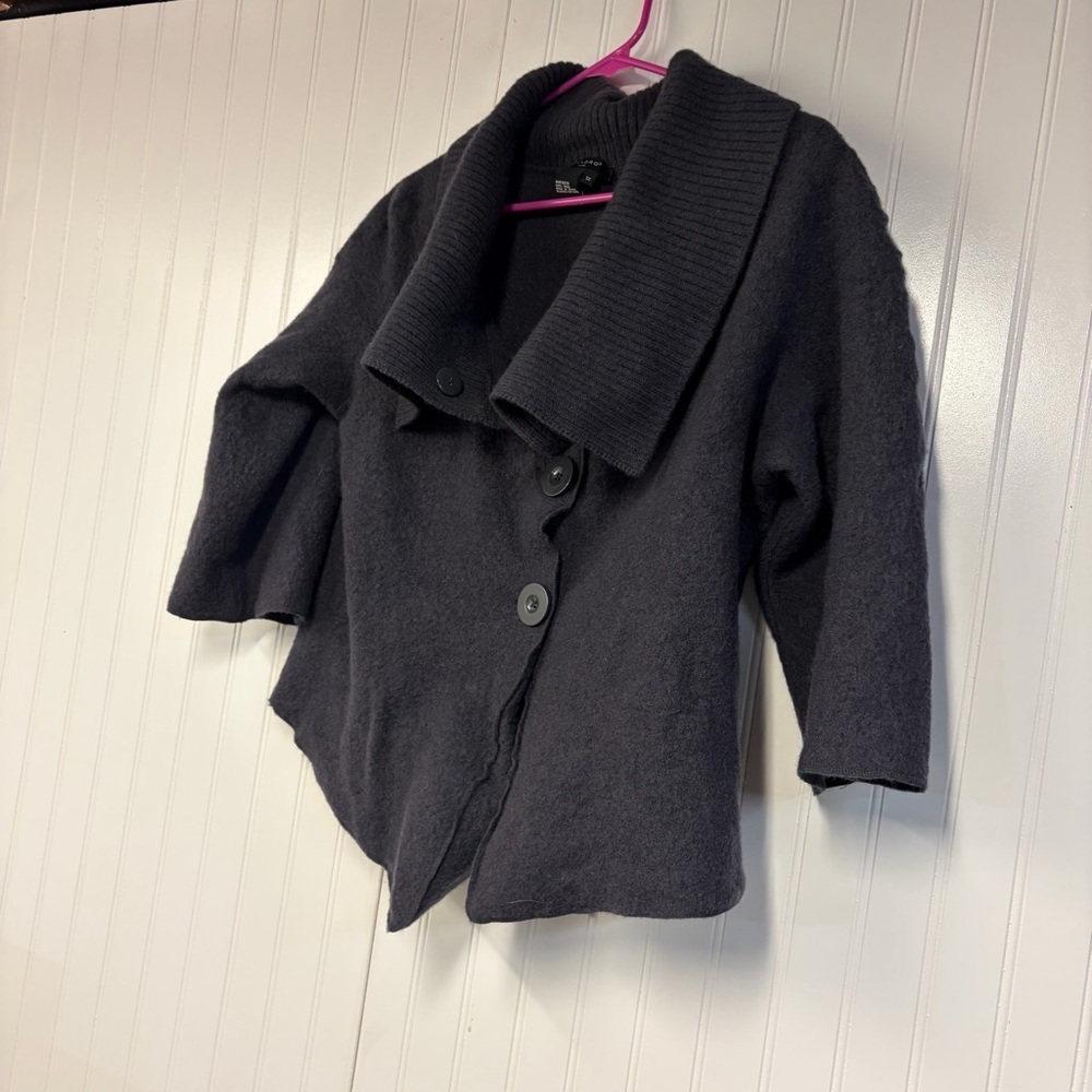 Sandro Dark Gray Button-Up Shawl Collar Cardigan Wool 1X - Picture 2 of 4